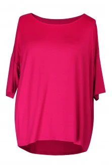 Różowa bluzka MARINA BASIC krótki rękaw - zabudowane plecy