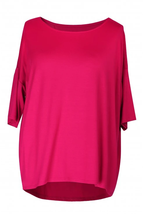 Różowa bluzka MARINA BASIC krótki rękaw - zabudowane plecy