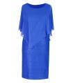 Kobaltowa sukienka z połyskiem i szyfonową narzutką ELSA