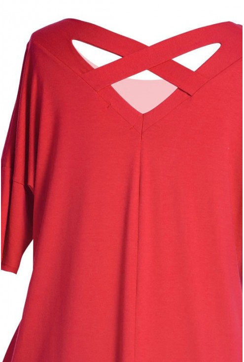 Czerwona tunika / sukienka z krzyżykiem na plecach GLORIA