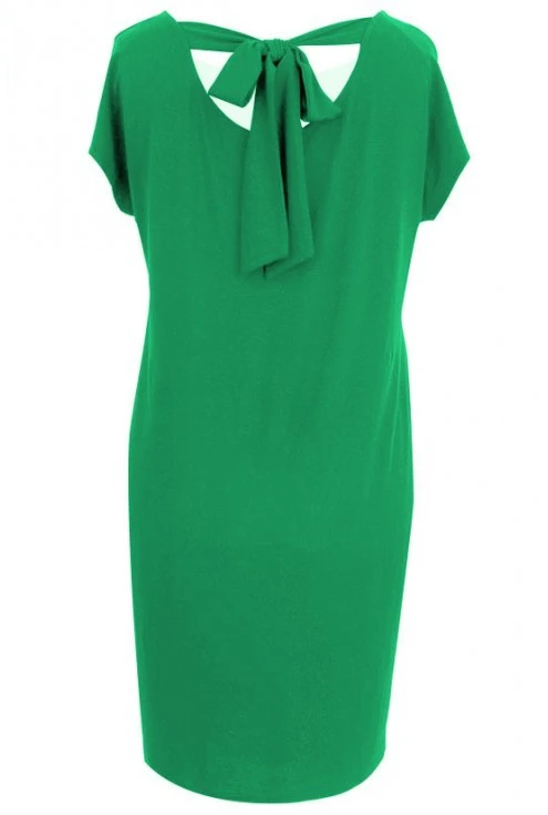 Prosta zielona sukienka z kokardą IZABELA