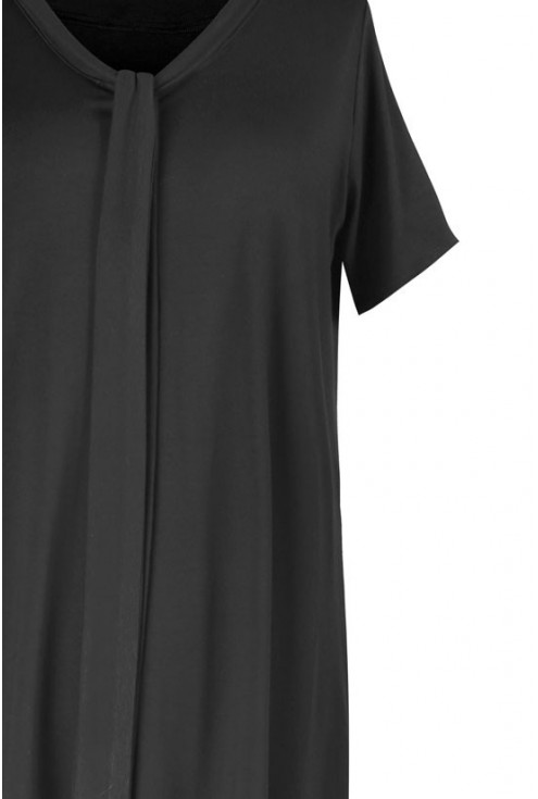 Czarna rozkloszowana sukienka z wiązaniem PATRICIA