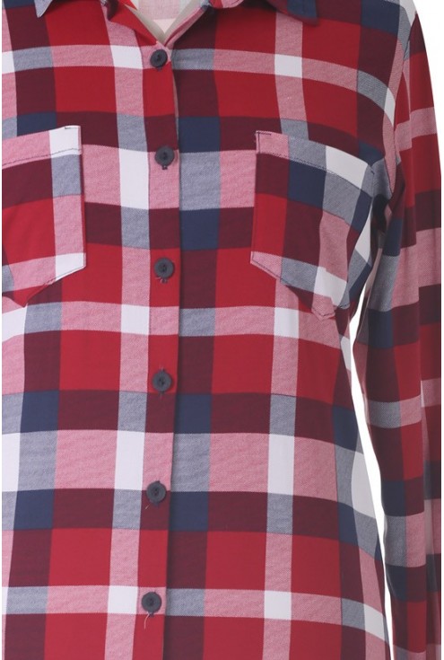 Długa koszula / tunika w czerwoną kratę - HILDA