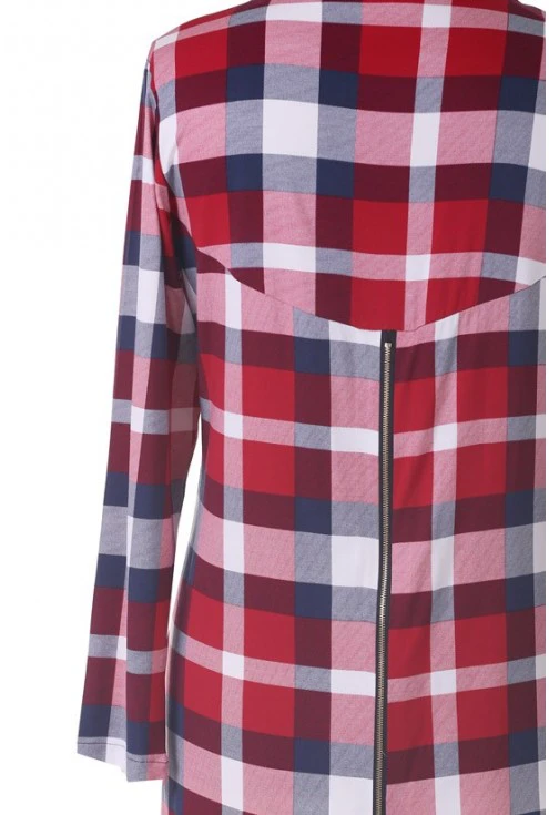 Długa koszula / tunika w czerwoną kratę - HILDA
