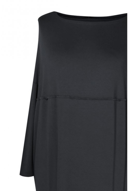 Czarna sukienka oversize z przeszyciem CLAUDIA