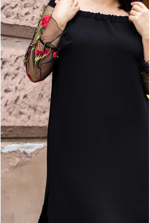 Czarna sukienka hiszpanka z koronką - MIRELLA