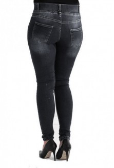 CZARNE spodnie jeansowe z dziurami LYDIA