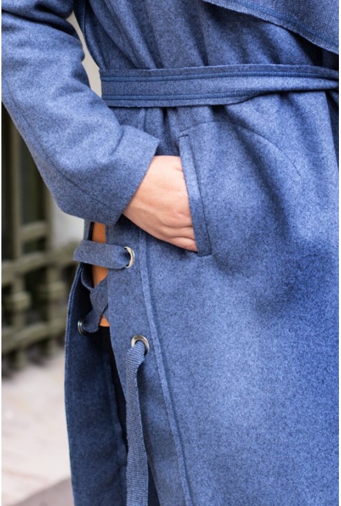Długi płaszcz / narzutka OLGA - kolor jeansowy