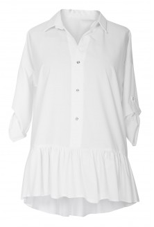 Biała bluzka / koszula plus size z falbanką SABRINA