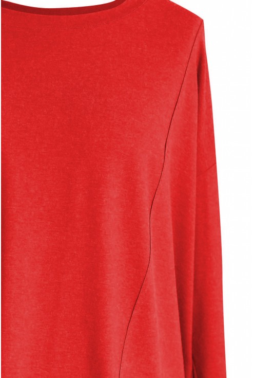 Czerwona tunika asymetryczna LORI 2 (cieplejszy materiał)