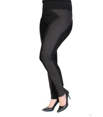 Uniwersalne czarne legginsy plus size z pasem z zamszu PATTY