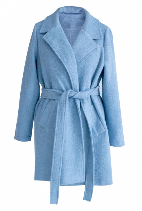 Jasnoniebieski płaszcz wiązany ARLES