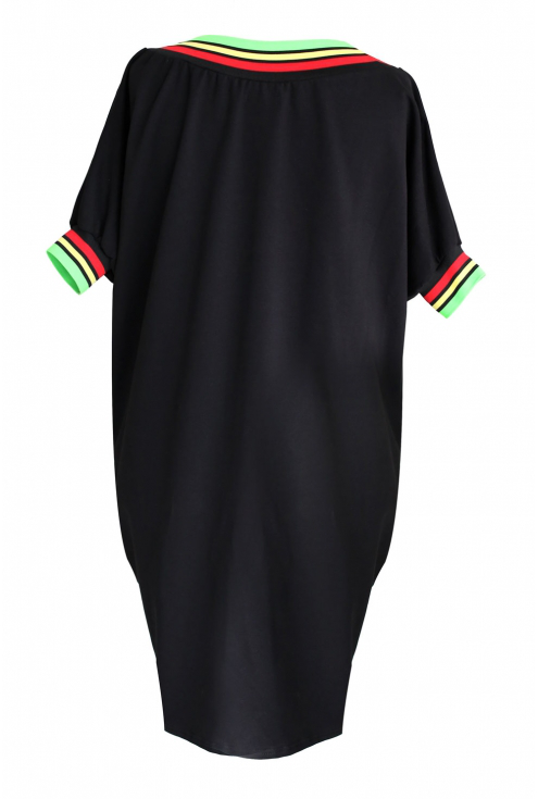 Czarna sukienka z kolorowym ściągaczem WHITNEY