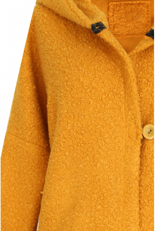Miodowy płaszcz oversize z kapturem TIFFANY