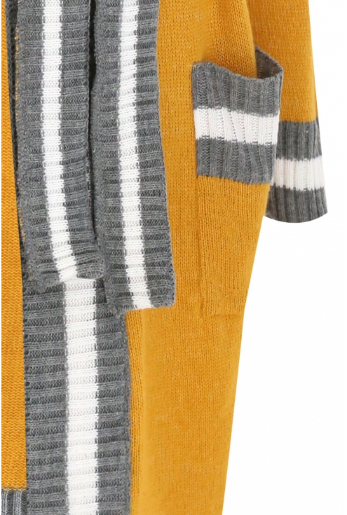 Miodowy długi wiązany sweter SUSANA