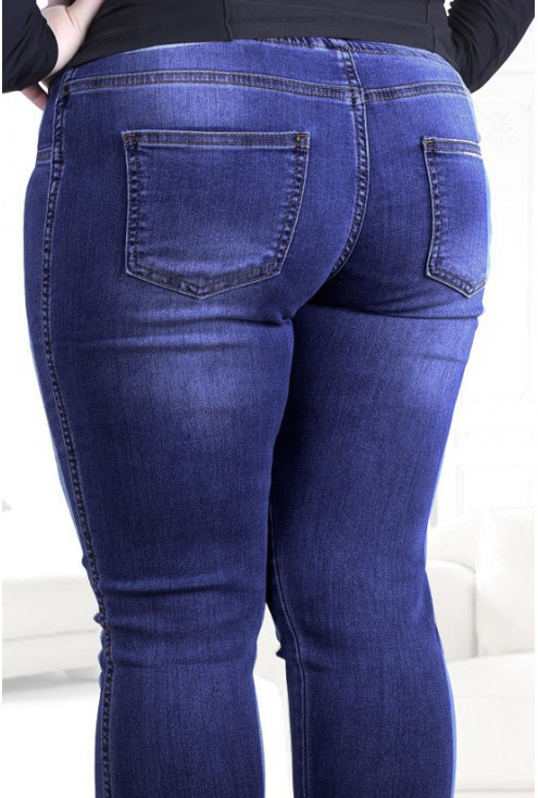 Ciemne spodnie jeansowe na gumkę JUSTINE