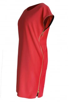 Czerwona sukienka z suwakami - Edith