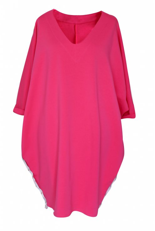 różowa sukienka dresowa oversize dekolt v xxl