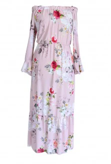 Jasnoróżowa sukienka Maxi z kwiatowym wzorem SI' FIORI