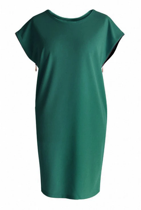 Butelkowa zieleń sukienka z suwakami EDITH