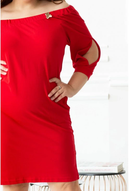 Czerwona sukienka hiszpanka z misiem - FRANCESCA