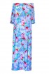 Niebieska sukienka hiszpanka w kwiatowy wzór - JANICE