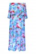 Niebieska sukienka hiszpanka w kwiatowy wzór - JANICE