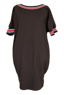 Czarna sukienka z biało-czerwonym ściągaczem - WHITNEY