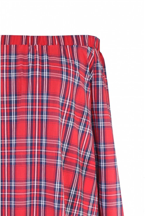 Czerwona bluzka hiszpanka w kratke - CARLOTTA - detal