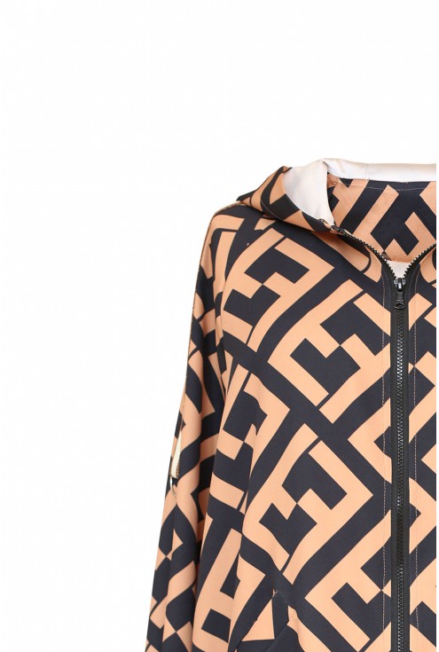 Czarno-camelowa bluza z geometrycznym wzorem