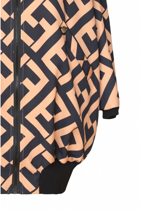 Czarno-camelowa bluza z geometrycznym wzorem