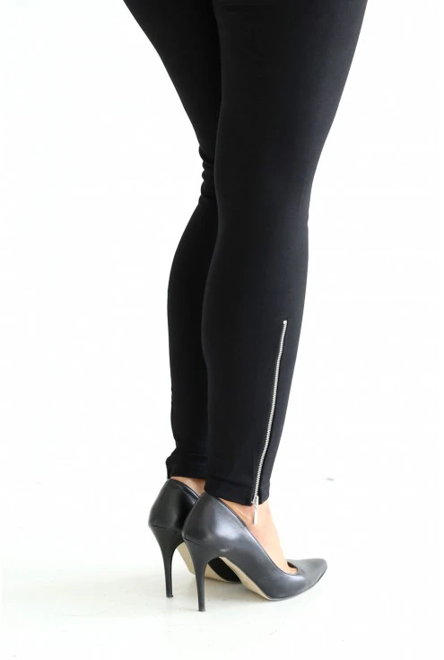 czarne legginsy z suwakami - duże rozmiary