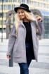 Jasnoszary płaszcz oversize z kieszeniami - ZITA