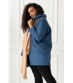 Płaszcz oversize z kapturem TIFFANY - kolor jeansowy