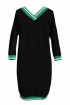 Czarna dresowa sukienka z zielonym ściągaczem - CORRIE