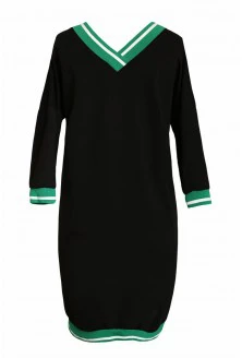 Czarna dresowa sukienka z zielonym ściągaczem - CORRIE