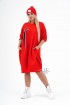 Czerwona sukienka oversize z ozdobną wstążką - AJANA
