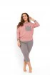 Różowo-szary komplet piżamy - bluza + spodnie - PENELOPE