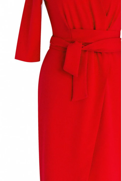 Czerwona sukienka z wiązaniem xxl