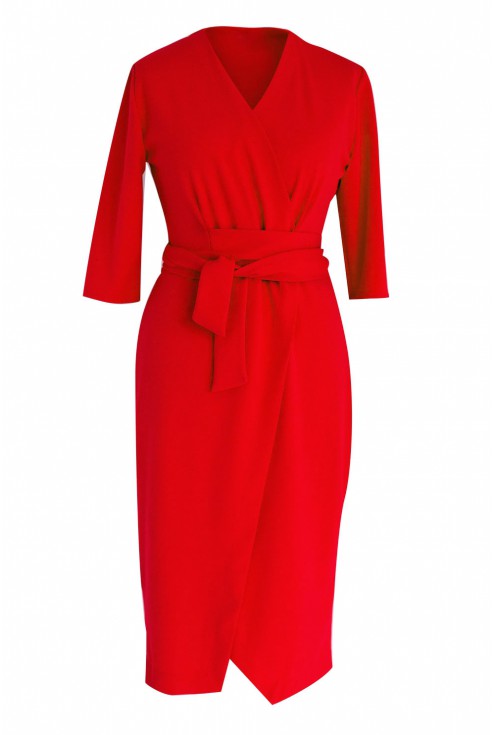 Czerwona sukienka z wiązaniem