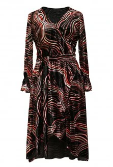 Czarna sukienka z kolorowym wzorem - DOLCE WELUR