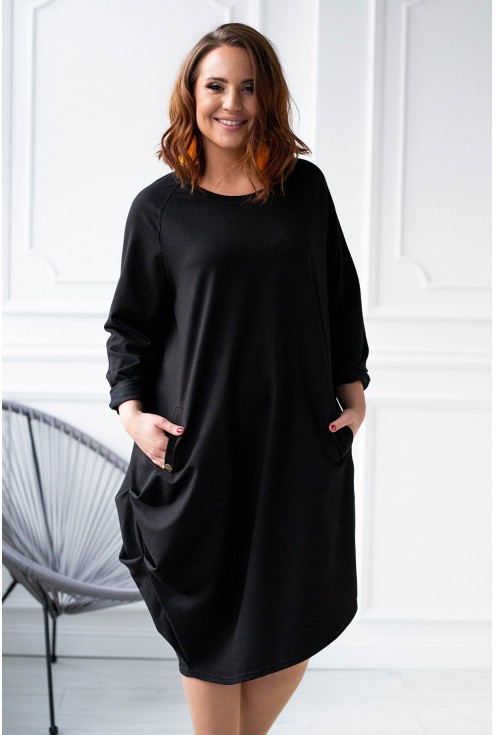 Czarna dresowa sukienka oversize - MISHA
