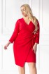 Czerwona sukienka z kopertowym dekoltem i wiązaniem w talii - CARLY