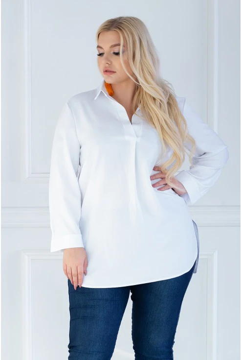 biała elegancka koszula plus size - Susanita