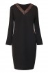 Czarna sukienka dresowa z dekoltem V w panterkę- MADELINE