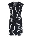 Czarna sukienka plus size z białym wzorem - PALOMA