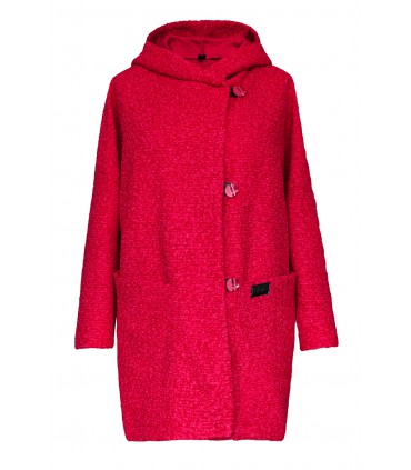 Różowy płaszcz oversize z kapturem - TIFFANY "melanż"