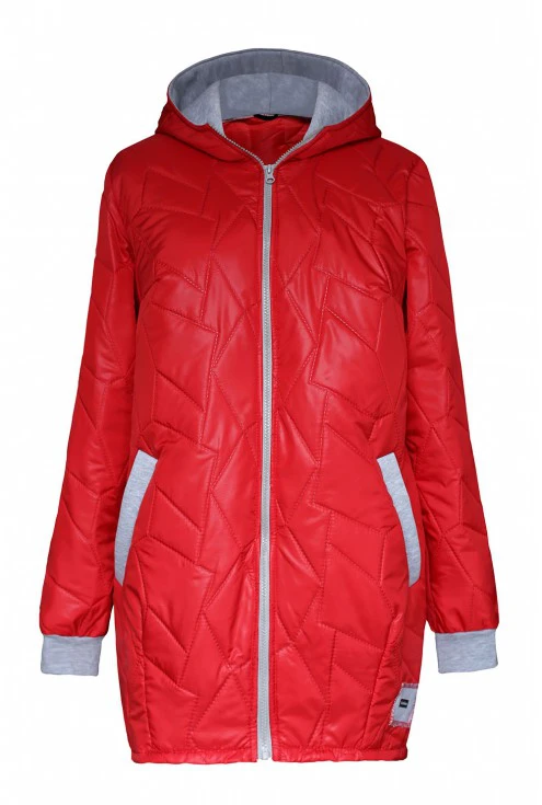 Czerwona pikowana kurtka plus size
