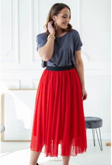 Czerwona tiulowa spódnica z czarną gumką - HOLLY