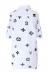 Biała tuniko - koszula plus size modnym wzorem krótki rękaw - SUSANNY